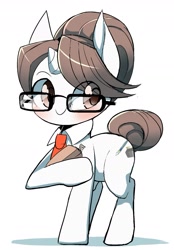 Size: 1213x1745 | Tagged: safe, artist:ccc, raven, pony, unicorn, female, glasses, mare, simple background, solo