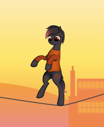 Size: 5225x6399 | Tagged: safe, artist:e-49, pony, absurd resolution, mae borowski, night in the woods, ponified, sky, solo, telephone lines, tightrope, wires