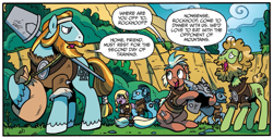 Size: 1309x663 | Tagged: safe, artist:brendahickey, idw, cocoa axe, rockhoof, legends of magic, spoiler:comic, spoiler:comiclom2, faye, fire emblem, mighty helm