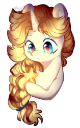 Size: 1359x2169 | Tagged: safe, artist:flinrich, oc, oc only, oc:shirou fensu, pony, unicorn, bust, female, hoof hold, looking at something, mare, portrait, simple background, solo, stars, transparent background