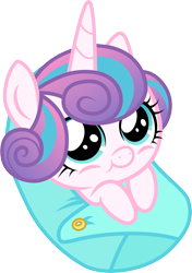 Size: 3001x4274 | Tagged: safe, artist:cloudyglow, princess flurry heart, the times they are a changeling, :t, absurd resolution, baby blanket, cuddly, cute, cuteness overload, cutest pony alive, cutest pony ever, flurrybetes, hnnng, looking at you, safety pin, simple background, smiling, snug, solo, swaddled baby, swaddling, transparent background, vector, weapons-grade cute