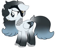 Size: 1500x1206 | Tagged: safe, artist:angei-bites, oc, oc only, oc:rain cloud, pegasus, pony, base used, colored wings, ear piercing, earring, female, jewelry, mare, multicolored wings, piercing, simple background, solo, transparent background