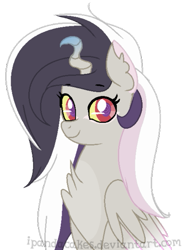 Size: 399x540 | Tagged: safe, artist:ipandacakes, oc, oc only, oc:topsy turvy, draconequus, hybrid, female, interspecies offspring, offspring, parent:discord, parent:princess celestia, parents:dislestia, simple background, solo, transparent background