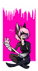 Size: 1028x1920 | Tagged: safe, artist:holosta, oc, oc only, oc:ping, anthro, abstract background, angry, anthro oc, cigarette, rough, sitting, smoking, solo, wow