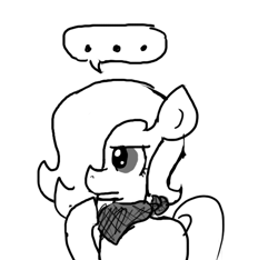 Size: 640x600 | Tagged: safe, artist:ficficponyfic, oc, oc only, oc:emerald jewel, earth pony, pony, bandana, child, colt, colt quest, concentrating, foal, grimace, hair over one eye, male, monochrome, solo, story included, thinking