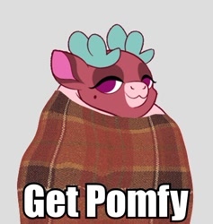 Size: 387x409 | Tagged: safe, pomfy, deer, reindeer, them's fightin' herds, caption, comfy, meme, pekaface, plaid