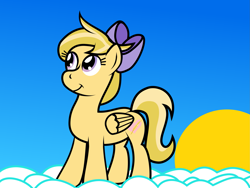 Size: 2133x1600 | Tagged: safe, artist:brightstarclick, oc, oc only, oc:amber streak, pony, cloud, solo