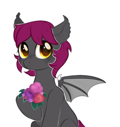 Size: 2523x2660 | Tagged: safe, artist:rizzych, oc, oc only, bat pony, pony, female, flower, high res, mare, simple background, solo, transparent background