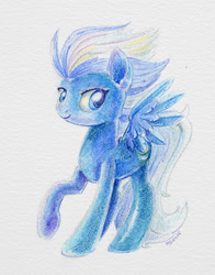 Size: 604x769 | Tagged: safe, artist:maytee, night glider, raised hoof, solo, traditional art