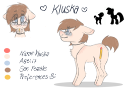 Size: 3262x2369 | Tagged: safe, artist:pinkcloudhugger, oc, oc only, oc:kluska, earth pony, pony, female, mare, reference sheet, solo