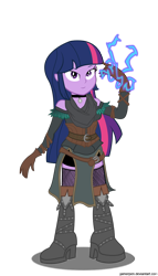 Size: 652x1140 | Tagged: safe, artist:gamerpen, twilight sparkle, equestria girls, crossover, lightning, magic, simple background, solo, the witcher, the witcher 3, transparent background, yennefer of vengerberg