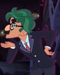 Size: 286x359 | Tagged: safe, screencap, timber spruce, equestria girls, legend of everfree, legend of everfree - bloopers, animated, cropped, crystal gala, fast, gif, groucho marx, groucho marx psyche out, groucho mask, solo