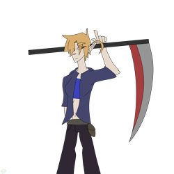 Size: 1688x1688 | Tagged: safe, artist:moonakart13, artist:moonaknight13, oc, oc only, human, clothes, humanized, sack, scythe, simple background, solo, transparent background, weapon