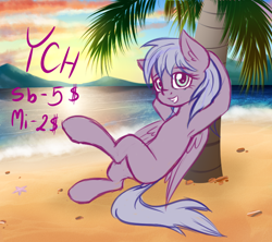 Size: 900x800 | Tagged: safe, artist:kruszyna25, pegasus, pony, unicorn, armpits, beach, happy, looking at you, relaxing, sunset, your character here