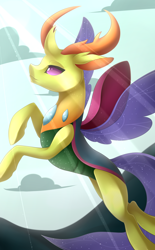 Size: 2044x3300 | Tagged: safe, artist:scarlet-spectrum, thorax, changedling, changeling, to where and back again, crepuscular rays, king thorax, solo