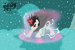 Size: 3164x2108 | Tagged: safe, artist:darkstorm mlp, oc, oc only, oc:wishing star, pony, coming soon, electricity, glowing horn, magic, magic circle, male, mlp fim: the heart of a fallen princess comic, panel, powerful, preview, red eyes, solo, stallion, teaser