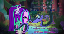 Size: 1300x700 | Tagged: safe, artist:snakeythingy, aria blaze, snake, equestria girls, coils, kaa, kaa eyes, manip, mind control, resistance, spiral, swirly eyes