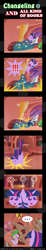 Size: 600x3263 | Tagged: safe, artist:vavacung, spike, twilight sparkle, dragon, comic:changeling and all kind of books, ..., comic, exclamation point, golden oaks library, pointy ponies, question mark