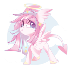 Size: 3349x3251 | Tagged: safe, artist:sorasku, oc, oc only, original species, cloud, female, halo, high res, mare, simple background, solo, transparent background, wings, yomi pony