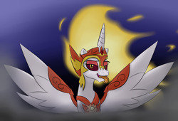 Size: 3444x2344 | Tagged: safe, artist:overlord-derpy, daybreaker, alicorn, pony, a royal problem, looking at you, simple background, solo, tongue out