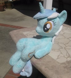 Size: 2241x2438 | Tagged: safe, artist:greenteacreations, lyra heartstrings, pony, unicorn, female, irl, mare, meme, photo, plushie, sitting, sitting lyra, solo