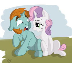 Size: 1151x1000 | Tagged: safe, artist:postscripting, snips, sweetie belle, male, shipping, straight, sweetiesnips