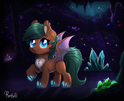 Size: 1385x1138 | Tagged: safe, artist:confetticakez, oc, oc only, bat pony, pony, crystal caverns, female, mare, solo