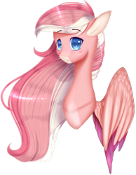 Size: 1095x1413 | Tagged: safe, artist:clefficia, oc, oc only, oc:fishie, pegasus, pony, bust, colored wings, colored wingtips, portrait, simple background, solo, transparent background