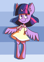 Size: 946x1342 | Tagged: safe, artist:typhwosion, twilight sparkle, twilight sparkle (alicorn), alicorn, pony, semi-anthro, arm behind back, bipedal, birthday dress, solo