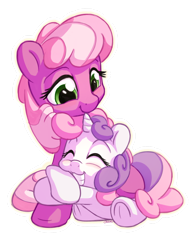 Size: 1100x1400 | Tagged: safe, artist:bobdude0, cheerilee, sweetie belle, earth pony, pony, unicorn, cheeribetes, cute, diasweetes, duo, eyes closed, female, filly, happy, hug, mare, simple background, smiling, transparent background, underhoof