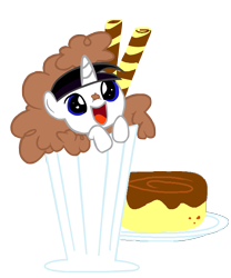 Size: 5000x6000 | Tagged: safe, artist:barrfind, oc, oc only, oc:barrfind, pony, unicorn, :d, absurd resolution, baby, baby pony, cinnamon bun, colt, cute, food, happy, male, milkshake, open mouth, simple background, smiling, solo, tiny ponies, transparent background, vector