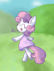 Size: 1466x1943 | Tagged: safe, artist:typhwosion, sweetie belle, pony, semi-anthro, bipedal, clothes, cute, diasweetes, dress, solo