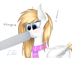 Size: 2176x1756 | Tagged: safe, artist:dedelner, oc, oc only, pegasus, pony, boop, clothes, female, mare, scarf, simple background, transparent background