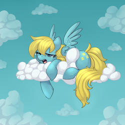 Size: 1500x1500 | Tagged: safe, artist:adailey, oc, oc only, pegasus, pony, cloud, cloudy, female, mare, sleepy, solo