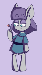 Size: 901x1612 | Tagged: safe, artist:typhwosion, boulder (pet), maud pie, pony, semi-anthro, bipedal, cute, heart, maudabetes, no pupils, smiling, solo, when she smiles