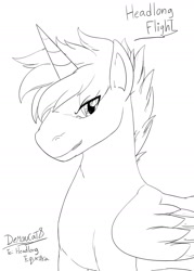 Size: 1424x1988 | Tagged: safe, artist:demoncat8, oc, oc only, oc:headlong flight, alicorn, pony, alicorn oc, sketch, solo