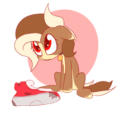 Size: 1500x1419 | Tagged: safe, anonymous artist, oc, oc only, dog pony, guilty, shoes, simple background, solo