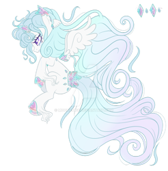 Size: 1024x1040 | Tagged: safe, artist:peachesandcreamated, oc, oc only, original species, crystalline, female, floating wings, mare, simple background, solo, transparent background, watermark