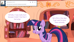 Size: 1280x720 | Tagged: safe, artist:hakunohamikage, twilight sparkle, twilight sparkle (alicorn), alicorn, pony, ask, ask-princesssparkle, book, golden oaks library, solo, tumblr