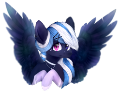 Size: 2000x1500 | Tagged: safe, artist:flinrich, oc, oc only, oc:amaya, pegasus, pony, clothes, female, heterochromia, mare, simple background, socks, solo, spread wings, transparent background, wings