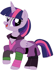 Size: 678x956 | Tagged: safe, artist:dulcechica19, twilight sparkle, twilight sparkle (alicorn), alicorn, pony, clothed ponies, descendants wicked world, disney, disney descendants, mal (disney descendants), simple background, smiling, solo, transparent background