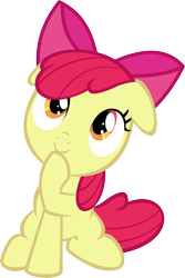 Size: 9162x13698 | Tagged: safe, artist:cyanlightning, apple bloom, earth pony, pony, on your marks, .svg available, absurd resolution, cute, female, filly, floppy ears, hoof on chin, simple background, solo, transparent background, vector