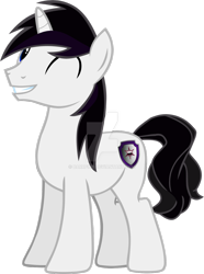 Size: 1024x1377 | Tagged: safe, artist:barrfind, oc, oc only, oc:barrfind, pony, unicorn, one eye closed, simple background, smiling, solo, transparent background, vector, watermark, wink