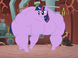 Size: 1800x1350 | Tagged: safe, artist:urkel, twilight sparkle, unicorn twilight, pony, unicorn, female, fetish, mare, muscle fetish, muscles, overdeveloped muscles, solo, twilight muscle