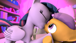 Size: 3840x2160 | Tagged: safe, artist:viranimation, tender taps, twilight sparkle, twilight sparkle (alicorn), alicorn, pony, 3d, cute, kissing, male, shipping, source filmmaker, straight, straight shota, twilight is a colt coddler, twilight is a foal fiddler, twitaps