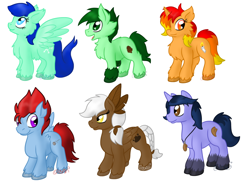 Size: 1024x768 | Tagged: safe, artist:usagi-zakura, oc, oc only, oc:broken wings, oc:cozy fire, oc:snow breeze, oc:spruce, oc:talon, oc:the engineer, pony