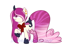 Size: 2500x2000 | Tagged: safe, artist:immagoddampony, oc, oc only, original species, bow, female, mare, simple background, solo, transparent background