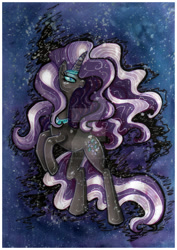 Size: 800x1127 | Tagged: safe, artist:kawaii-desudesu, nightmare rarity, solo, traditional art, watermark