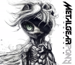 Size: 2178x1889 | Tagged: safe, artist:plotcore, pony, armor, eyepatch, metal gear, raiden, solo