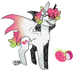 Size: 650x620 | Tagged: safe, artist:limitedcolour, oc, oc only, oc:dragon fruit, bat pony, pegasus, pony, bat pony oc, eye clipping through hair, solo